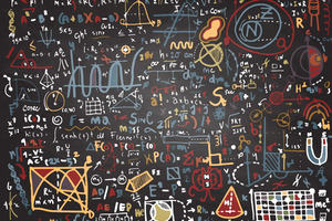 algebraic equations written on a blackboard